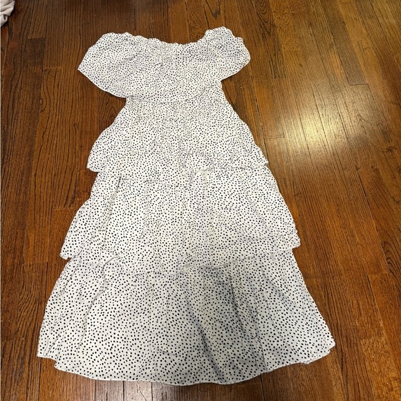 Amazon Tiered Off-Shoulder Polka Dot Dress - Picture 4 of 7